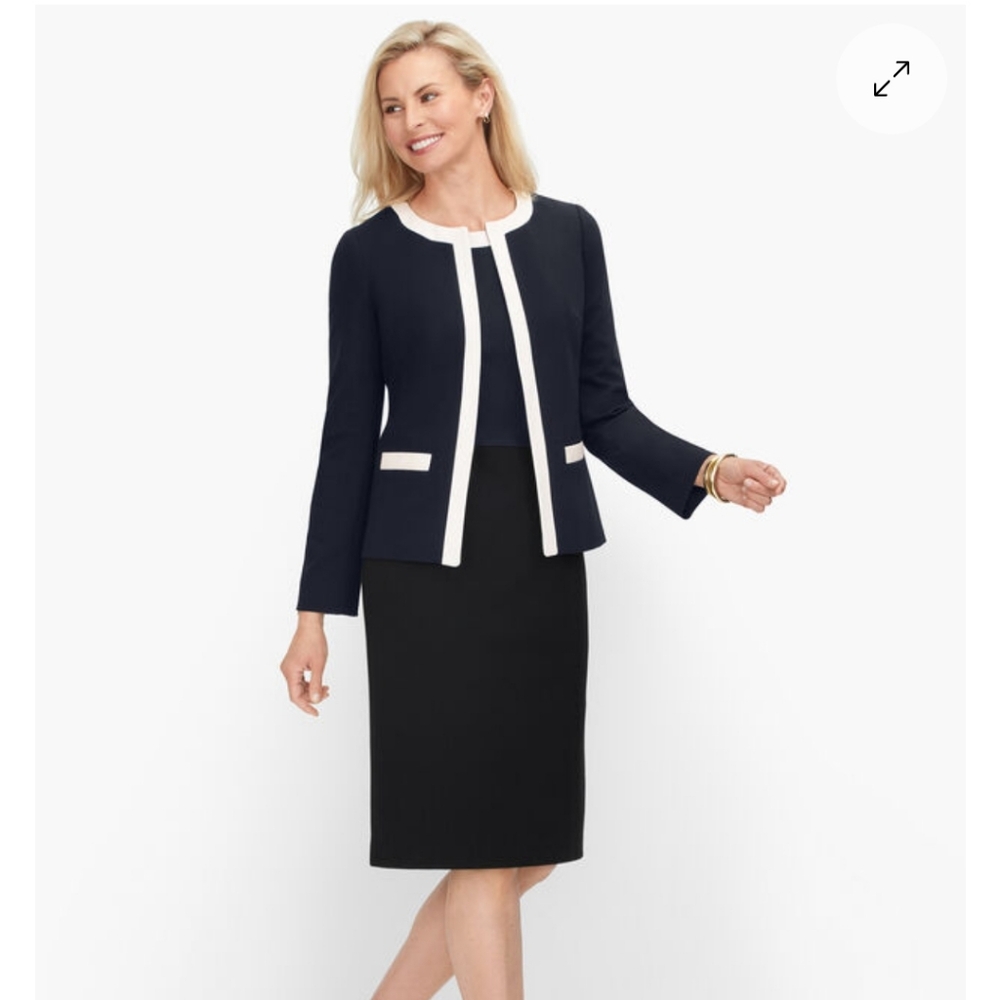 Talbots Italian Luxe Knit Tipped Jacket And Matching Dress Set Women's Size 4